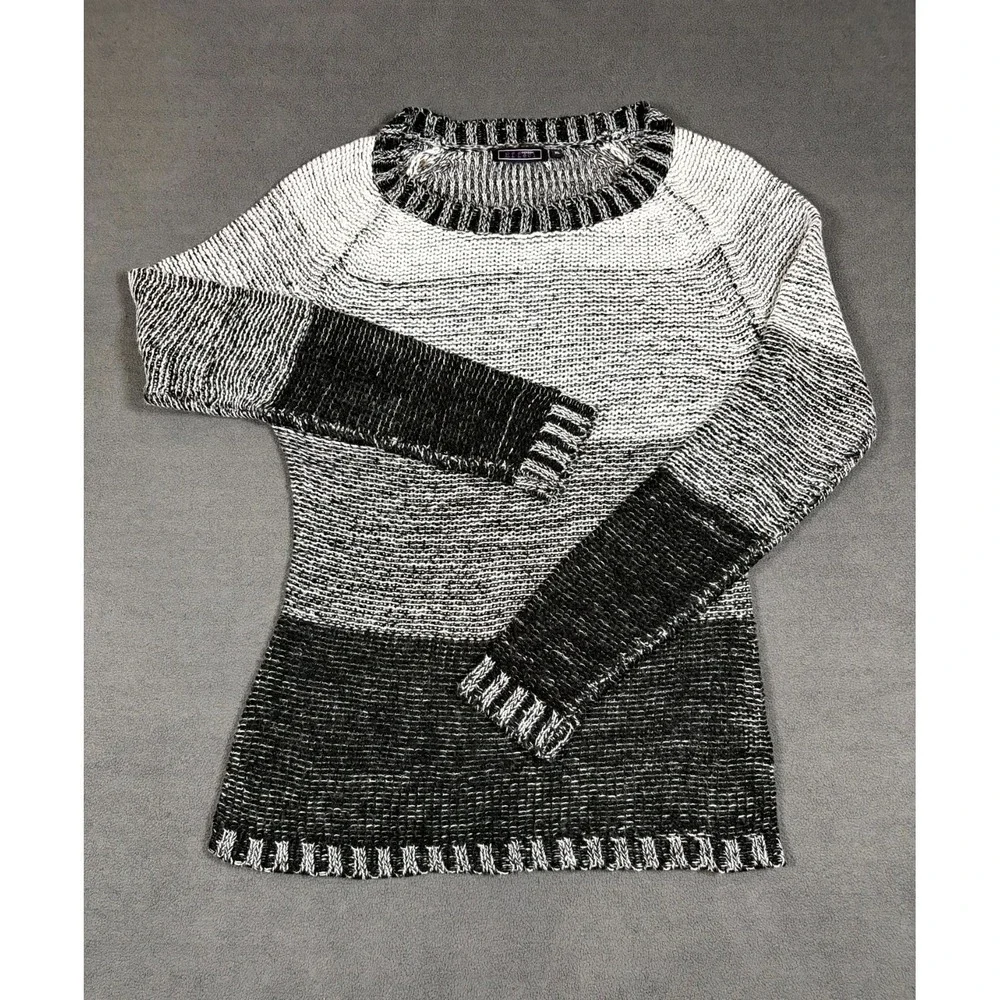 Creazioni Effeci Sweater Women XL Gray Cotton Tight Knit Ribbed Crew Neck Winter - Picture 1 of 8